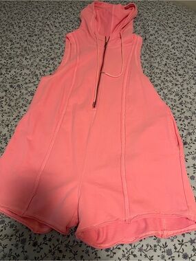 Sleeveless Hooded Romper in Hot Pink